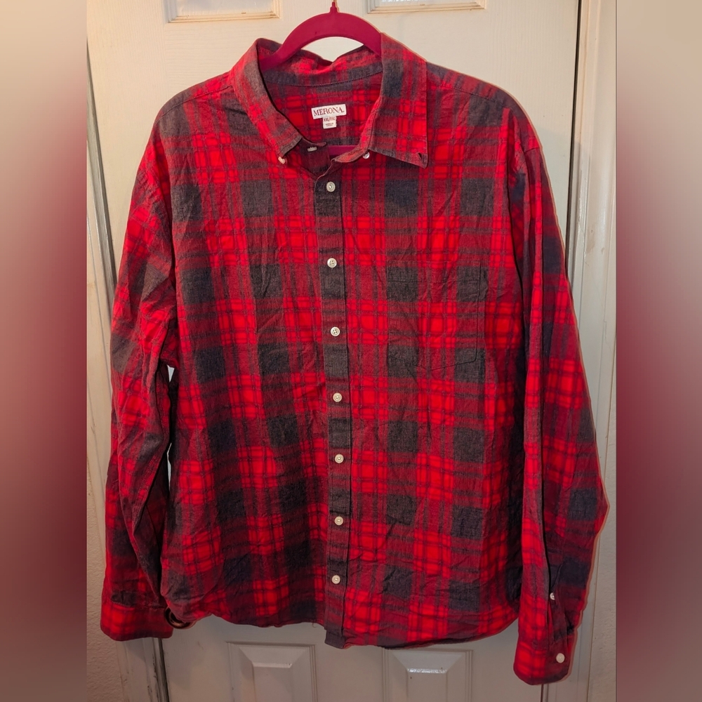 Merona Men's Big/Tall Classic Red Flannel Shirt